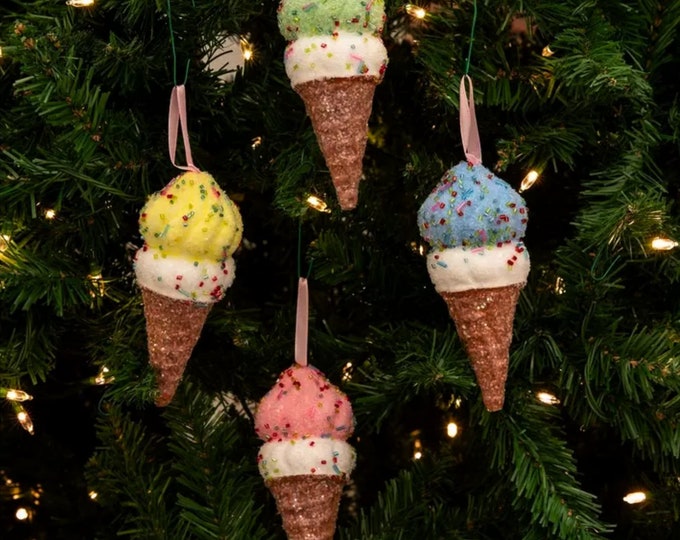 Pastel Ice Cream Ornaments, Christmas Tree Ornament, Christmas