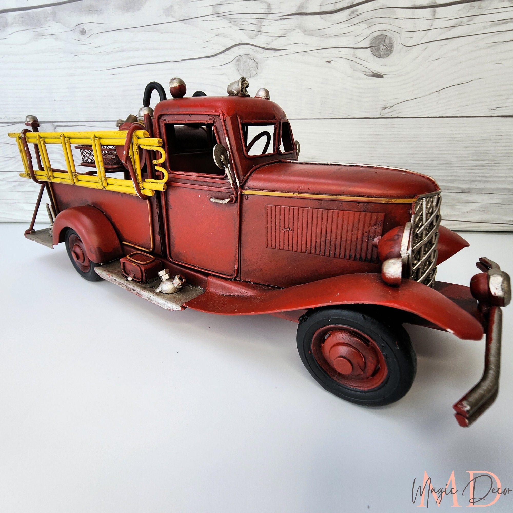 Metal Fire Truck 1930 s Old Style Fire Truck Home Decor Birthday Metal Fire Truck 1930 s Old Style Fire Truck Home Decor Birthday