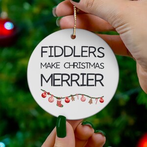 Christmas Gift For Fiddler, Ornament For Fiddle Player, Fiddler Gift, Fiddler Christmas Ornament, Personalizable, Ceramic Ornament, Circle