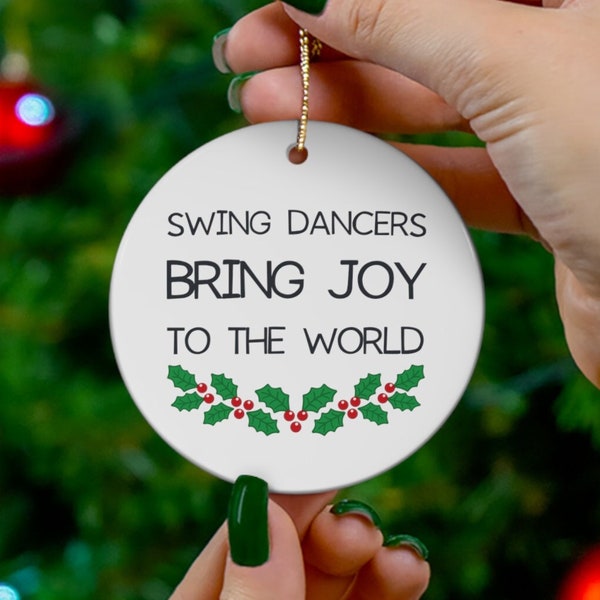 Christmas Gift For Swing Dancer, Christmas Ornament For Swing Dancer, Ceramic Ornament, Circle