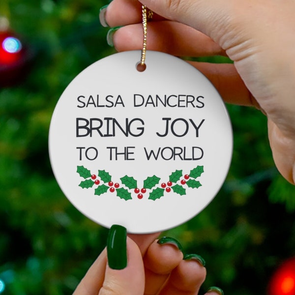 Christmas Gift For Salsa Dancer, Christmas Ornament For Salsa Dancer, Ceramic Ornament, Circle