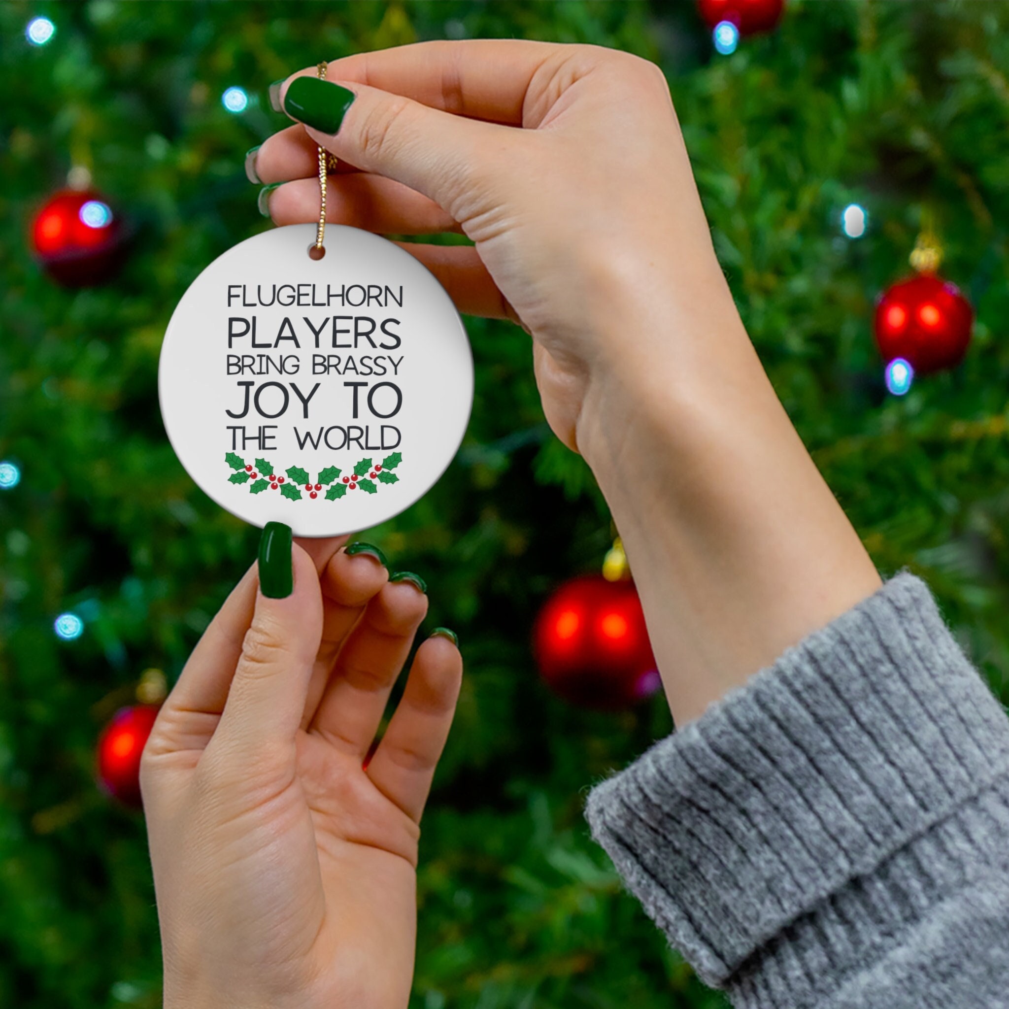 Christmas Gift For Flugelhorn Player, Christmas Ornament For Flugelhorn Player, Personalizable, Ceramic Ornament, Circle