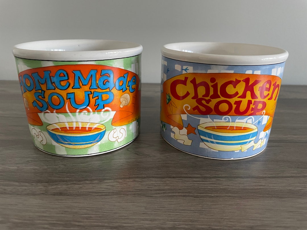 Ceramic Soup Mugs Set With Handle Homemade Soup and Chicken Etsy