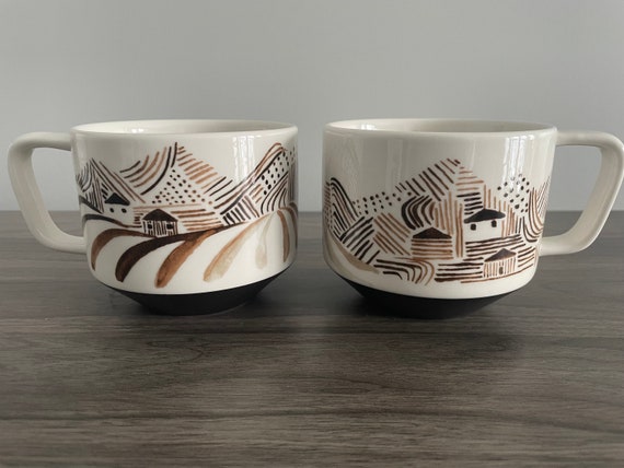 Vintage Ceramic Starbucks Coffee Mugs Set of 2 With Brand Engraved on  Handle - Large Porcelain Tea Cups - Hot Chocolate Mug Cup 12oz - Gift - Etsy