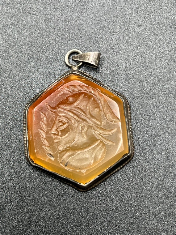Ancient Medieval Intaglio Seal Agate Stone Pendant - image 2
