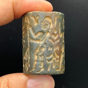 Medieval Intaglio Seal Cylinder Stone Bead