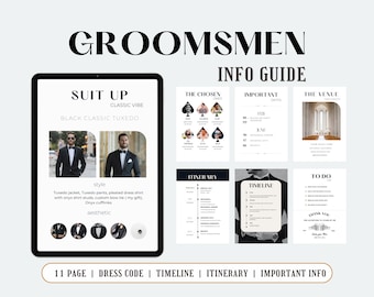 Groomsmen Info Guide: Wedding Details & Timeline (Digital Download)