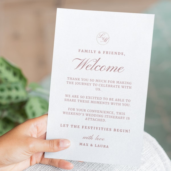 Wedding Day Timeline | Wedding Agenda | Terracotta Wedding |  Wedding Welcome Card | Welcome Bag Note | Welcome Bag Insert