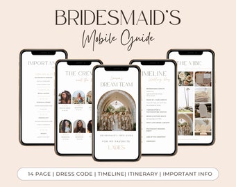 Bridesmaid Info Card | Bridesmaid Template | Wedding Day Timeline |  Wedding Checklist | Bridesmaid Guide | Wedding Details Card