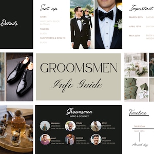 Carte de détails sur le mariage | Proposition du meilleur homme | Carte d'informations sur les garçons d'honneur | Chronologie du jour du mariage | Liste de contrôle pour le mariage