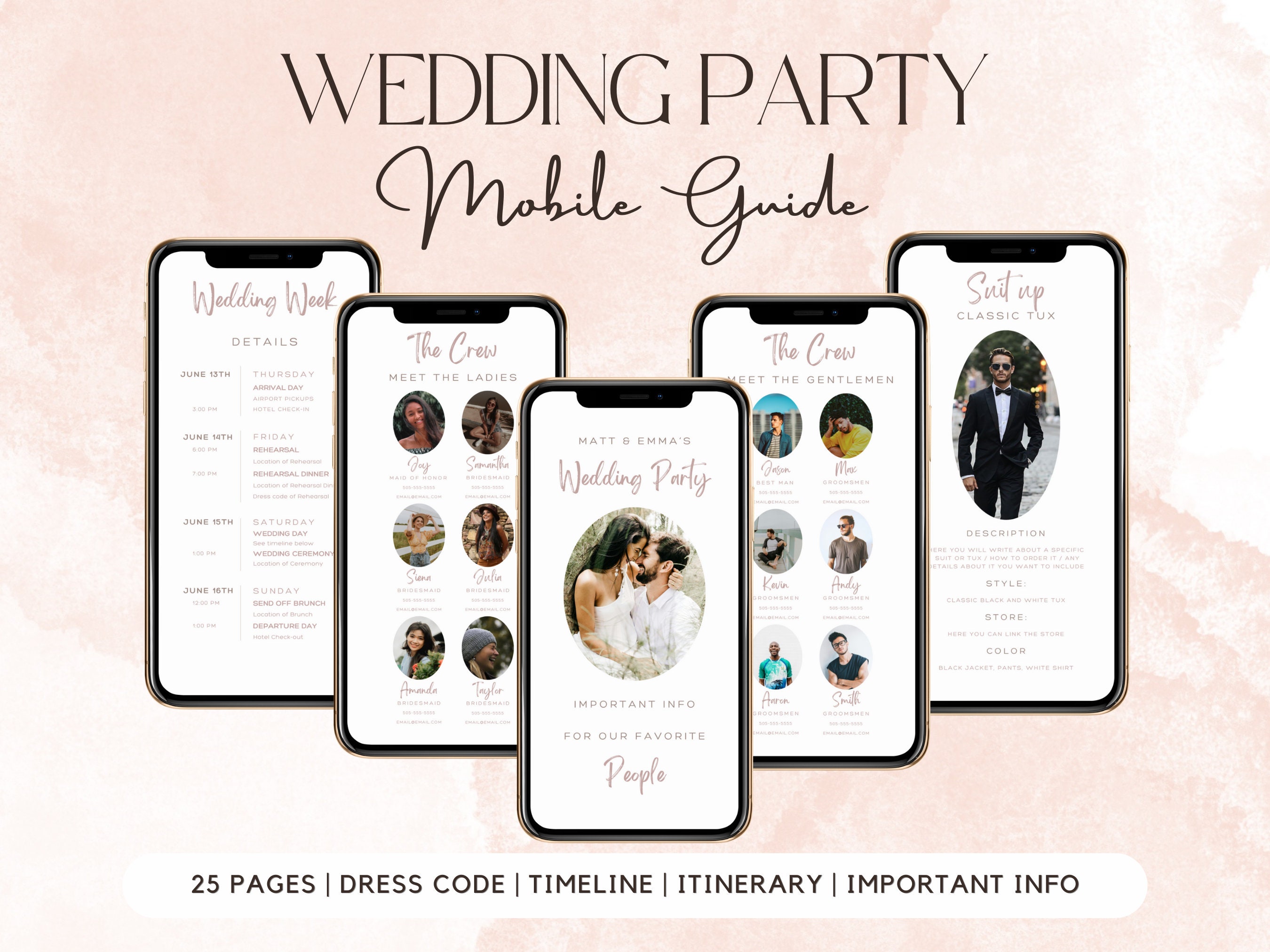 Wedding Party Mobile Guide Template: Timeline, Checklist (Digital Download)