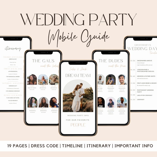 Wedding Day Timeline | Wedding Details Card | Wedding Checklist | Bridal Party Info | Bridesmaids Template | Wedding Party Guide