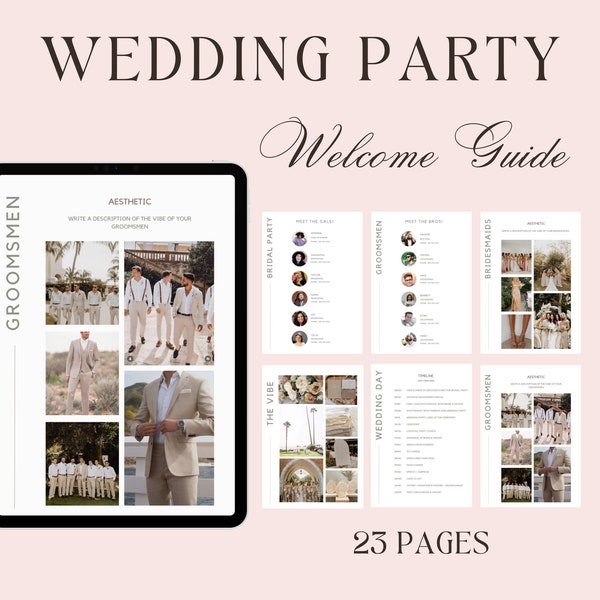 Wedding Day Timeline | Wedding Details Card | Wedding Checklist | Bridal Party Info | Bridesmaids Template | Wedding Party Guide