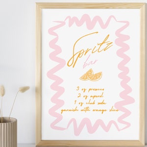 Placa de bar Aperol Spritz para chá de panela Love at First Spritz ou Main Squeeze Theme Modelo de download digital editável para impressão