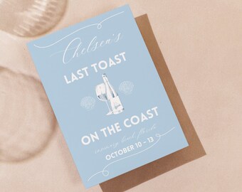 Invitation & Itinerary Template for Last Toast on the Coast Bachelorette