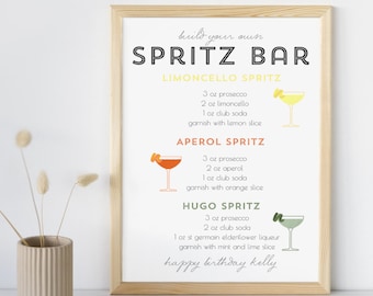 Build Your Own Spritz Bar Sign, Aperol Hugo Limoncello Spritz Station, Cocktail Party Custom Printable Editable Digital Download Template