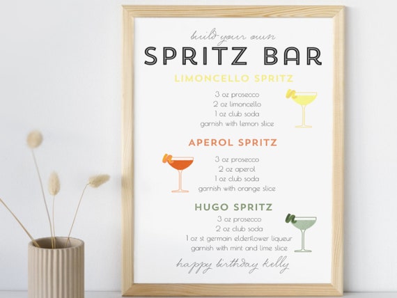 Build Your Own Spritz Bar Sign, Aperol Hugo Limoncello Spritz Station, Cocktail Party Custom Printable Editable Digital Download Template