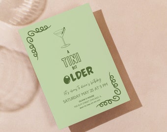 Martini Birthday Invitation: Olive Green Cocktail Party Evite (Digital Download)