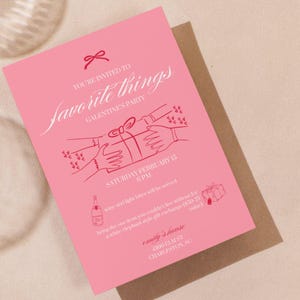 Galentines Day Favorite Things Party Invitation, Valentines Gift Exchange, Pink and Red Printable Editable Digital Download Invite Template