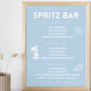 Erstellen Sie Ihr eigenes Spritz Bar Schild, letzter Toast an der Küste, Aperol, Hugo, Limoncello Spritz Cocktail Druck Bearbeitbare digitale Download Vorlage
