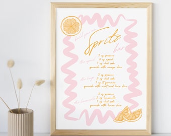 Aperol Spritz Bar Sign: Bridal Shower Cocktail Recipes (Digital Download)