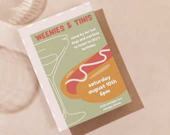 Weenies & Tinis Invitation: Hot Dog Martini Party (Digital Download)