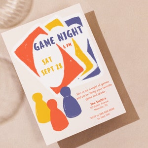 Game Night Invitation, Board Game Party, Couples Game Night, Family Games, Printable and Mobile Invite, Editable Digital Download Template