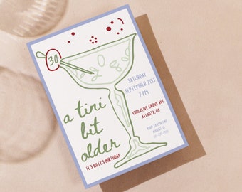 Dirty 30 Birthday Invitation: Martini & Cake, Editable Template (Digital Download)