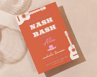 Nashville Bachelorette Invitation Template: Pink Western Nash Bash (Digital Download)