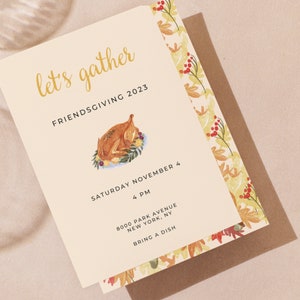 Thanksgiving Dinner Invitation, Friendsgiving Invitation Template, Modern Fall Party, Printable Thanksgiving Invite, Canva Instant Download