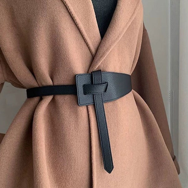 thin leather tie belt