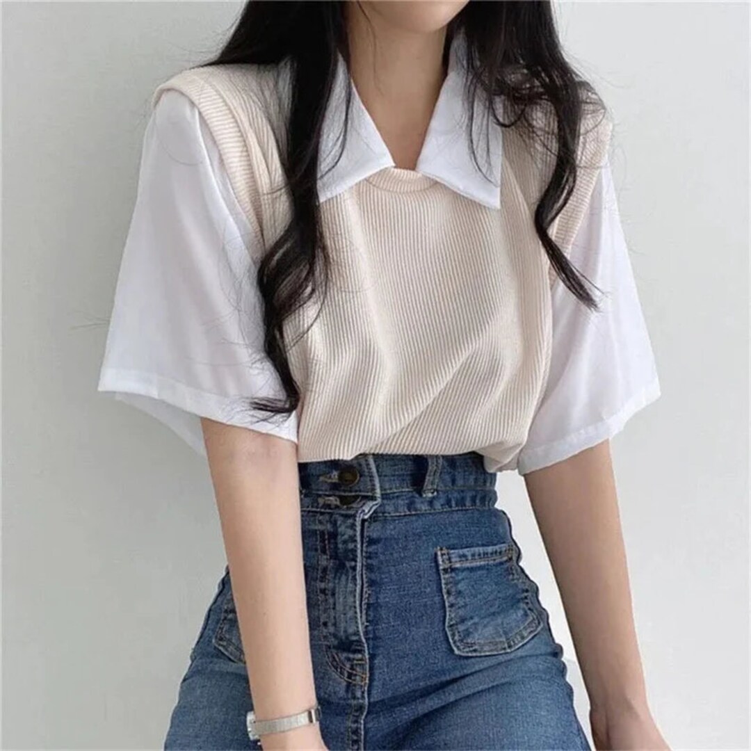Vintage Casual Shirt and Sweater Top Student Style Blouse Korean Style  Oversize Kawaii Shirt - Etsy