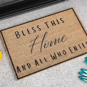 Bless this home doormat,Religious Home Decor,New Home Gift, Welcome Mat, Christian Home Decor,Christian Housewarming Gift, Religious Doormat