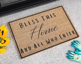 Bless this home doormat,Religious Home Decor,New Home Gift, Welcome Mat, Christian Home Decor,Christian Housewarming Gift, Religious Doormat