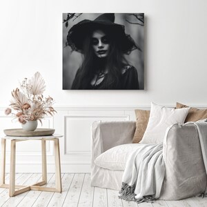 Spooky Wall Art Witch, Witch Canvas Wall Decor, Witches Halloween Decor Canvas Art, Spooky Halloween Decor for Home, Witches Halloween Decor