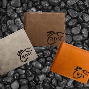 Regalo de pesca para el día del padre, regalos de pesca para hombres, regalos para él, billetera de cuero personalizada para amantes de la pesca, regalo para actividades al aire libre para pescadores
