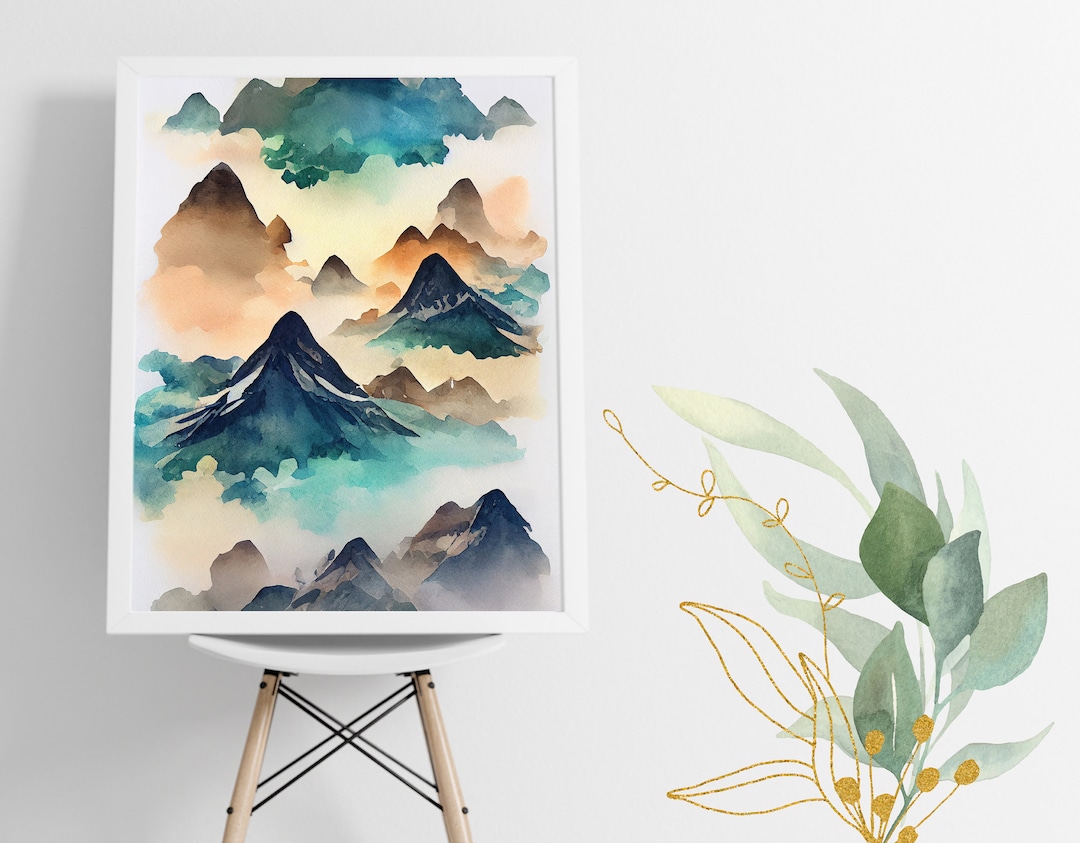 Living Room Wall Art Mount Wall Art Mountain Range With the Etsy