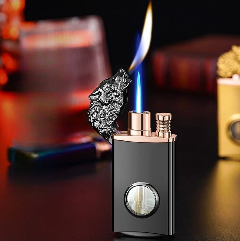 Wolf Head Lighter, Creative Double Flame Lighter, Jet Fire Lighters