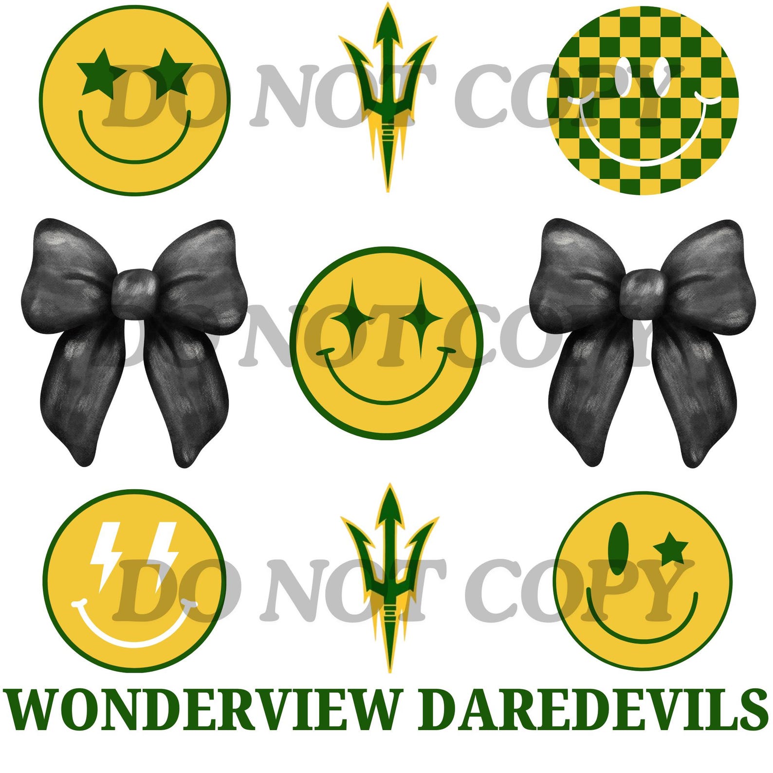 Wonderview Daredevils School Mascot PNG Digital Download Smiley Face