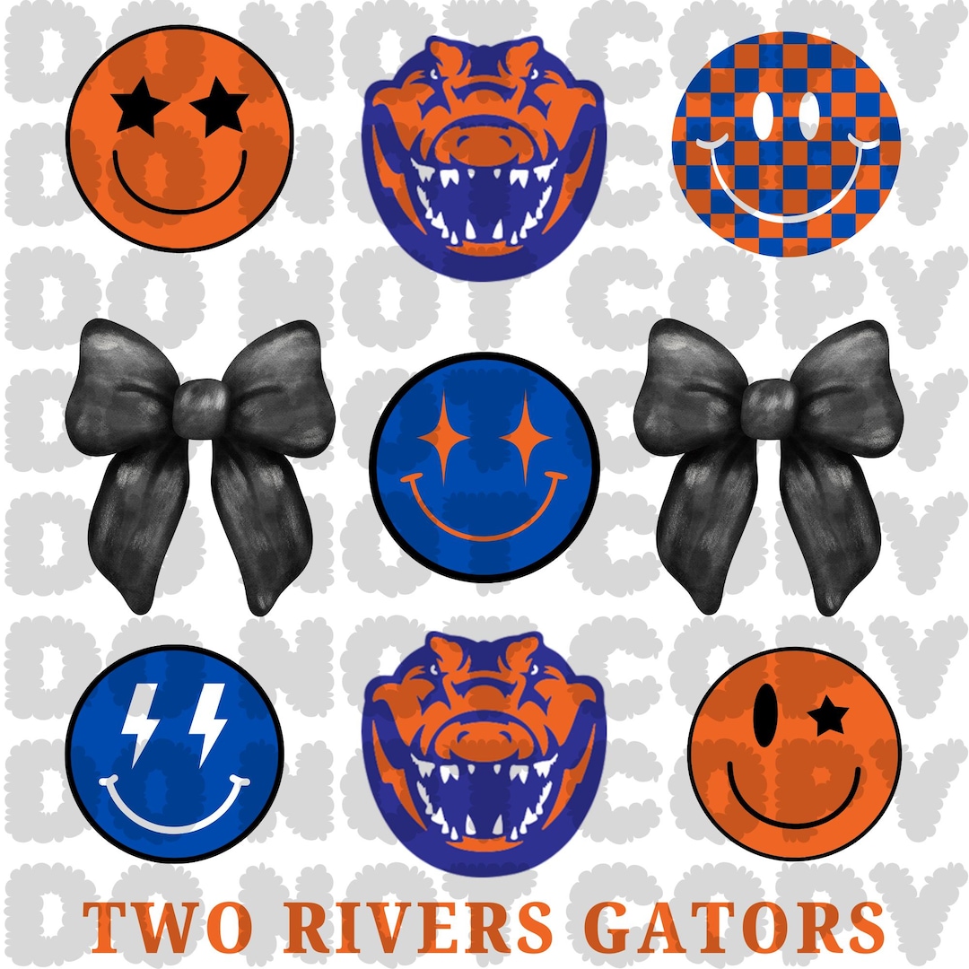 Two Rivers Gators Smiley Face Bow PNG - Etsy
