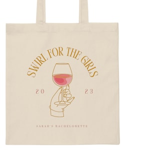 Custom Bachelorette party tote bag, girls weekend tote, weekend in Napa, wine tote, girls weekend beach bag, bridal party favors, trendy bag