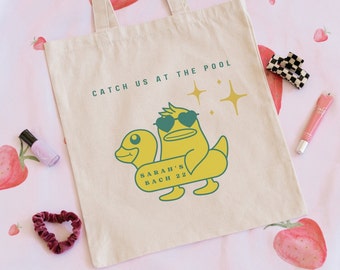 Bachelorette party tote, pool party tote, bachelorette beach bag, towel bag, essentials bag, bridal party gift, matching bridesmaid bag