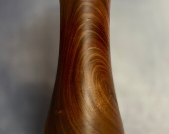 Walnut vase with glass insert