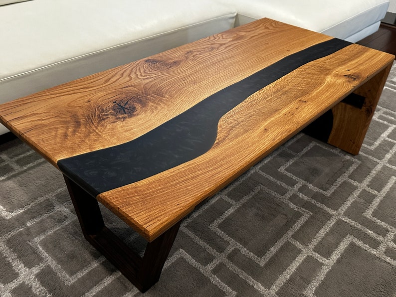 Waterfall White Oak River Table With the Walnut Leg solid Etsy