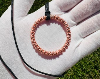 Physical Harmony Pain Relief Tensor Ring Pendant Double Twist Copper 144 megahertz Frequency Healing Technology pendant necklace
