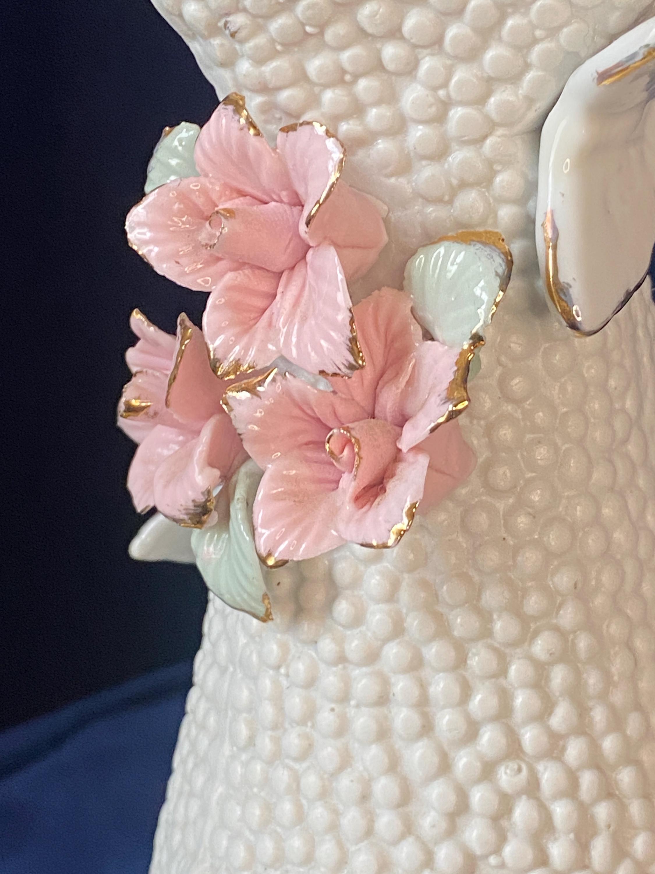 Vintage White Porcelain Vase With Pink Roses and Butterflies - Etsy