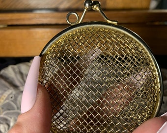 Vintage Gold Tone Metal Mesh Coin Purse