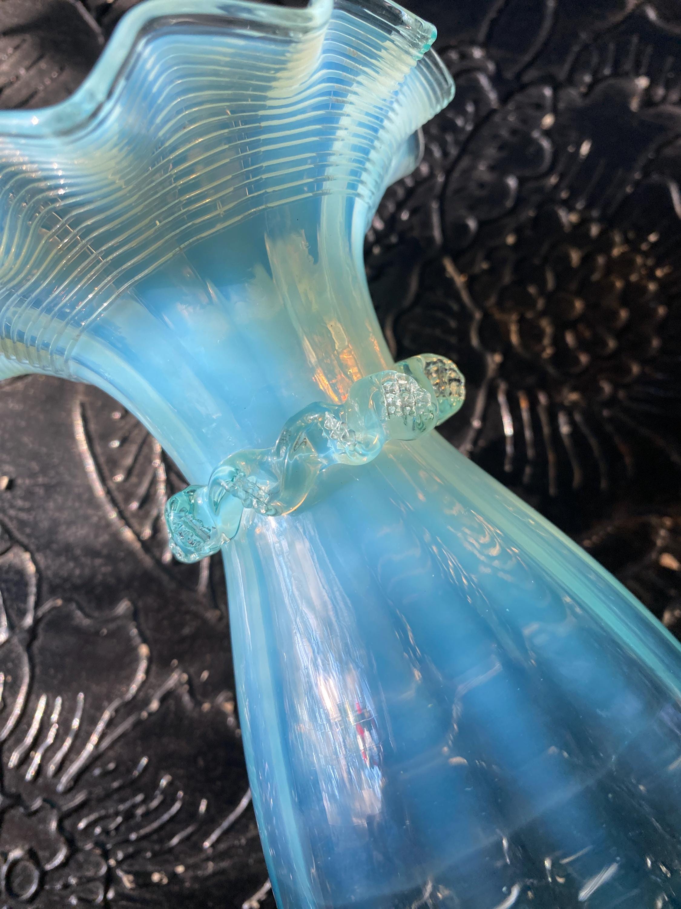 フェントン　オパールセント　ドット　花瓶 フェントン オパールセント コイン ドット花瓶、フェントン ブルー