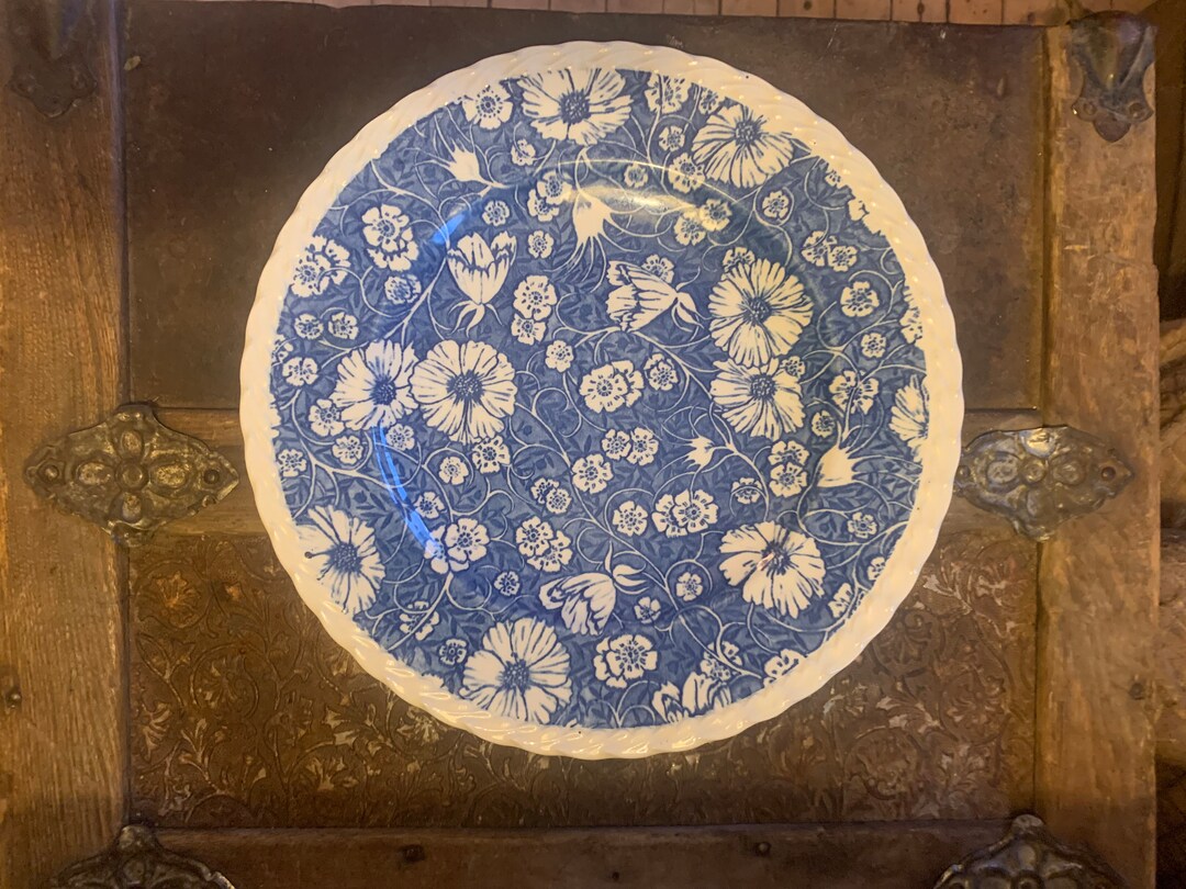 Antique Vernon Kilns Blossom Time Blue and White Plate Etsy