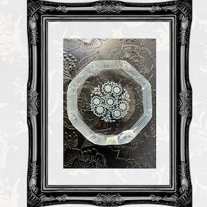 Vintage Chance Glass Ruffle Edge Lace Pattern Serving Plate